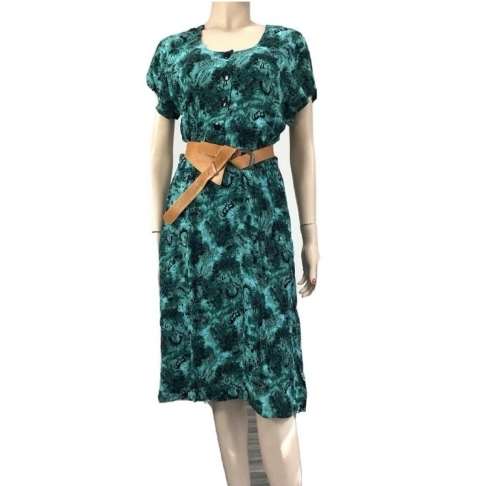 Vintage Pellini Patterned Short Sleeve Midi Dress